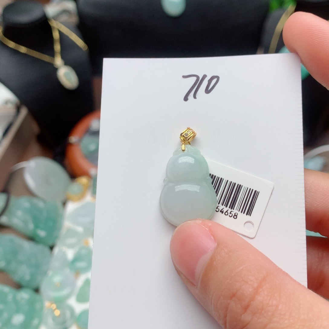 翡翠颈饰银S925镀金镶嵌吊坠