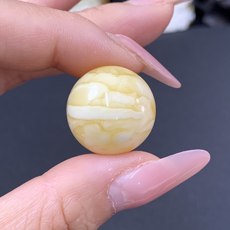 19+蜜蜡圆珠金白虎皮妖花单珠保真原矿俄料单圈配饰无暇