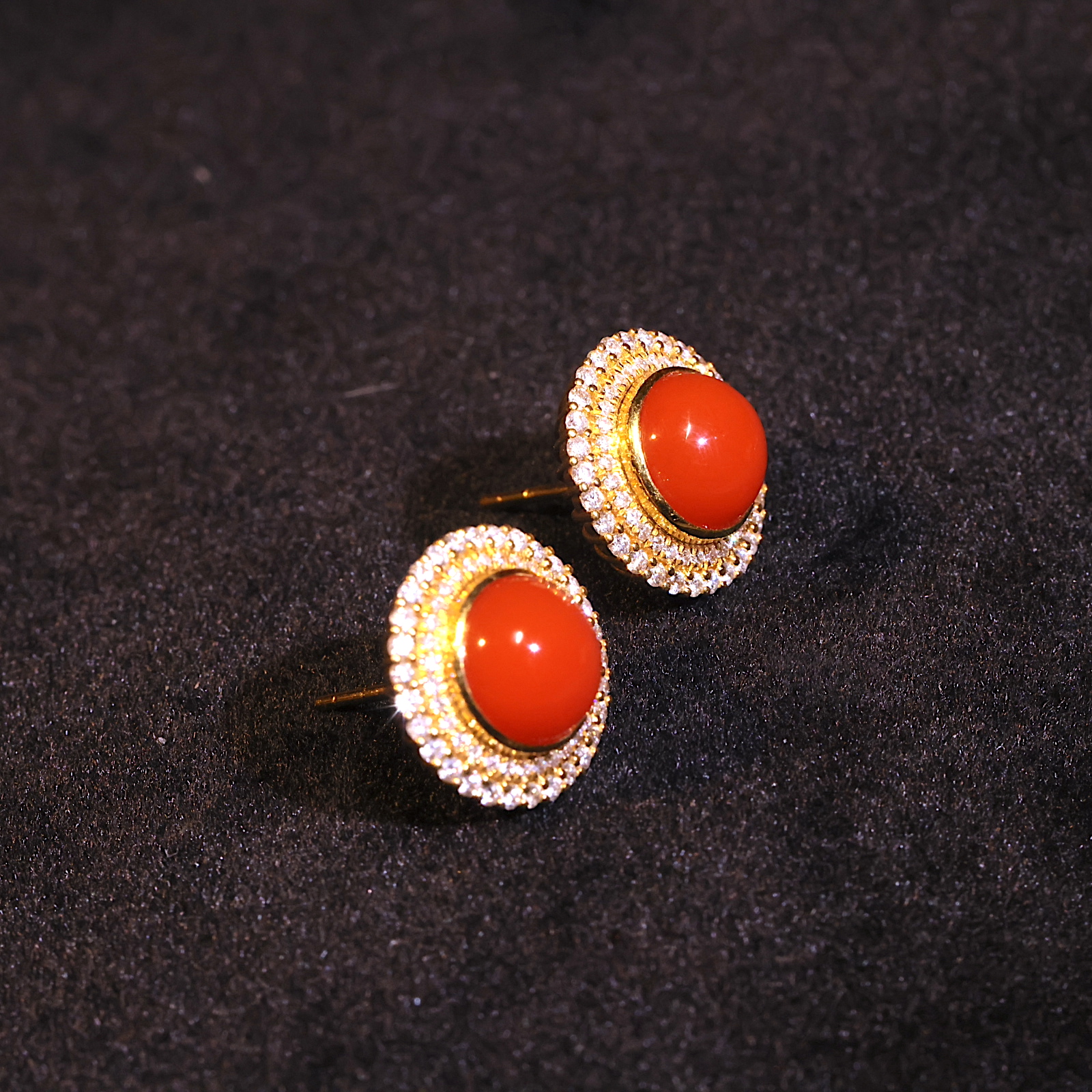 【新疆马爷珠宝】金镶南红耳饰