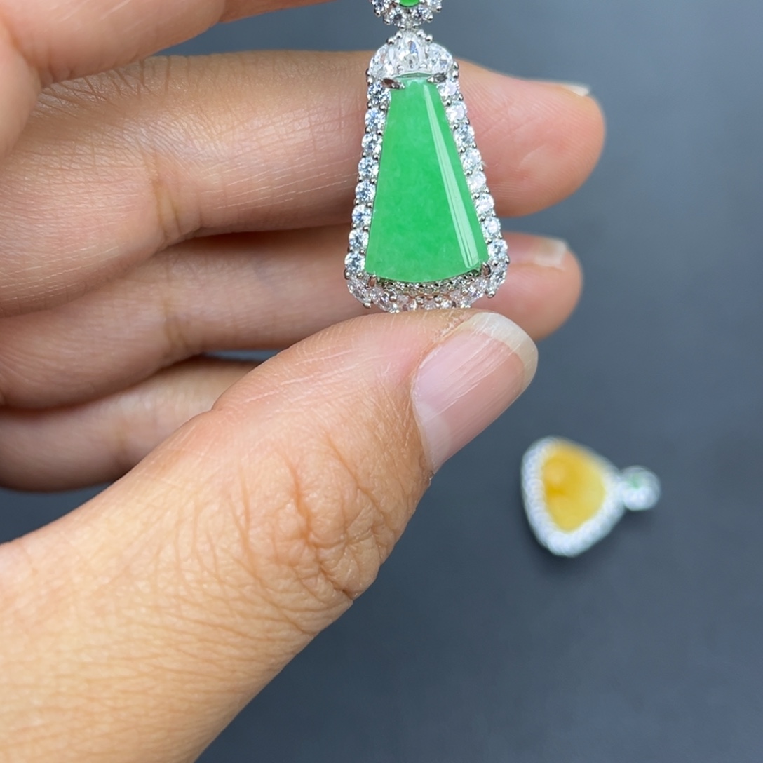 翡翠银S925镶嵌吊坠(不含链)