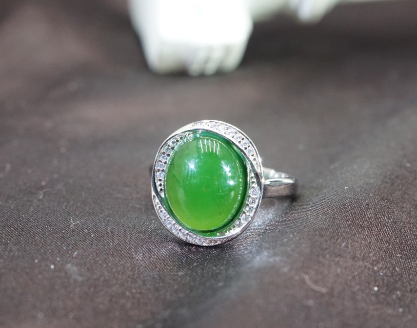 【山哥专享】s925和田玉碧玉戒指 A021117