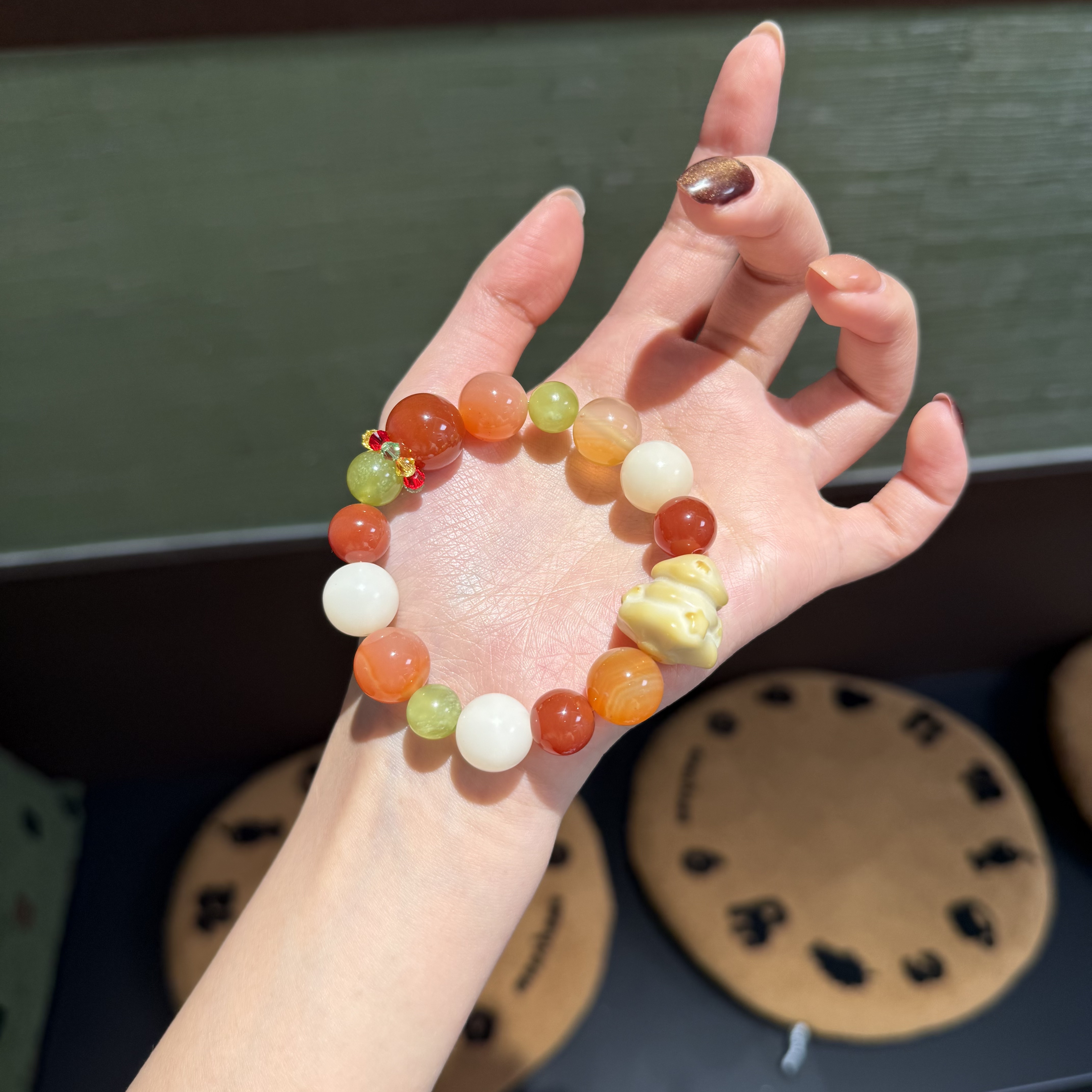 *圣代圣诞*红玛瑙岫玉手串 多样性发其一 