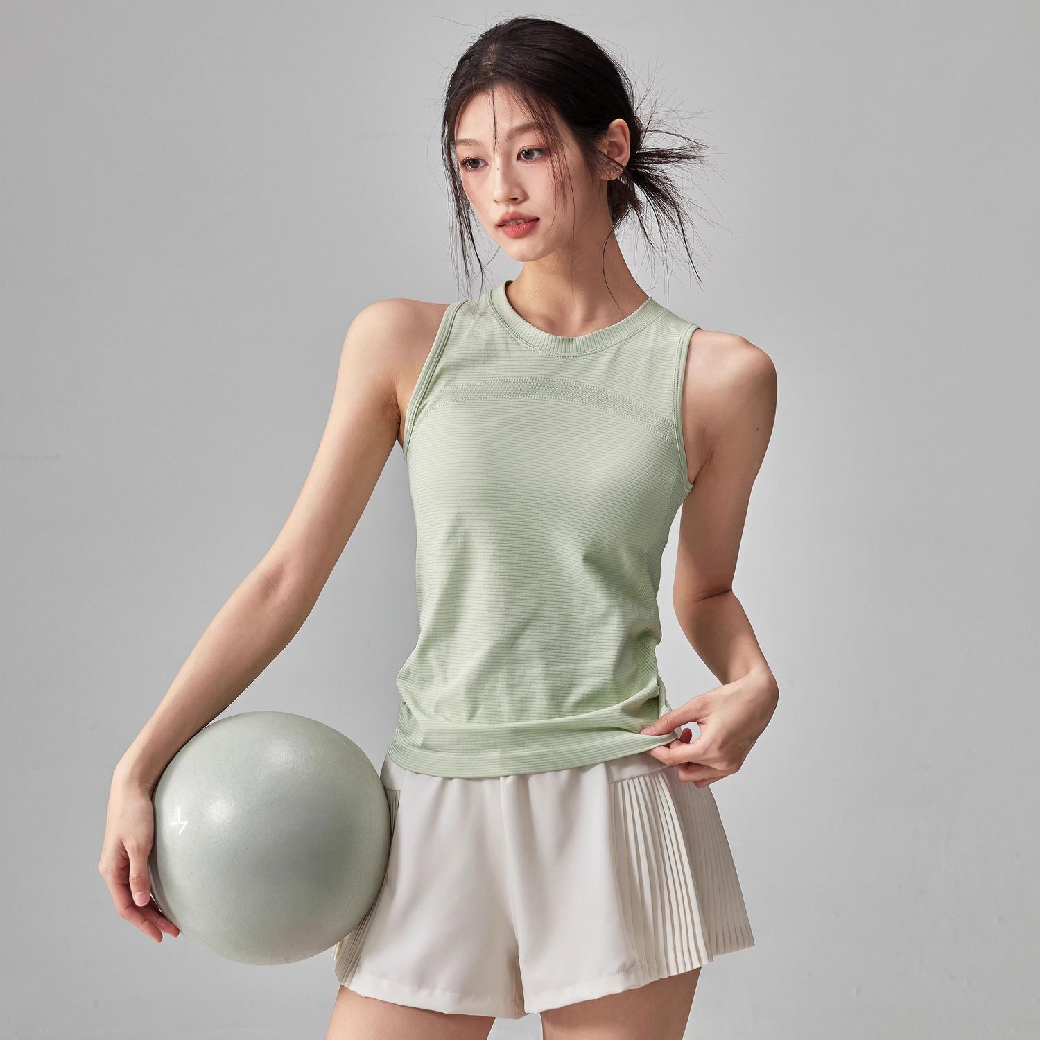 大牌同款速干瑜伽服背心弹力显瘦跑步训练外穿无袖运动健身上衣夏