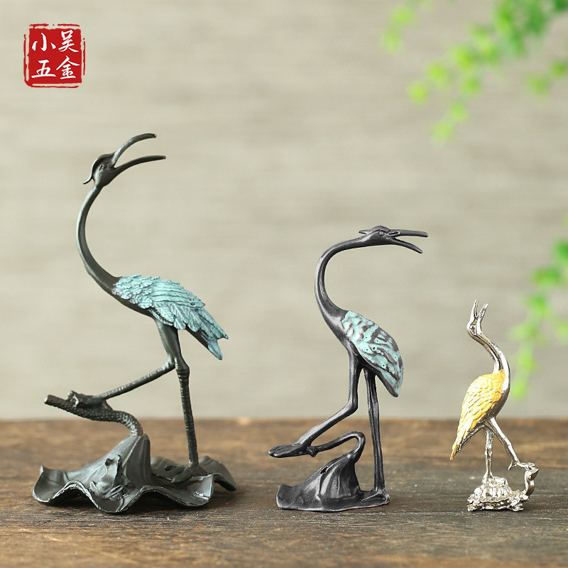 仙鹤香插香炉插香座线香插盘香架仿古青鹤问天合金禅意创意香托