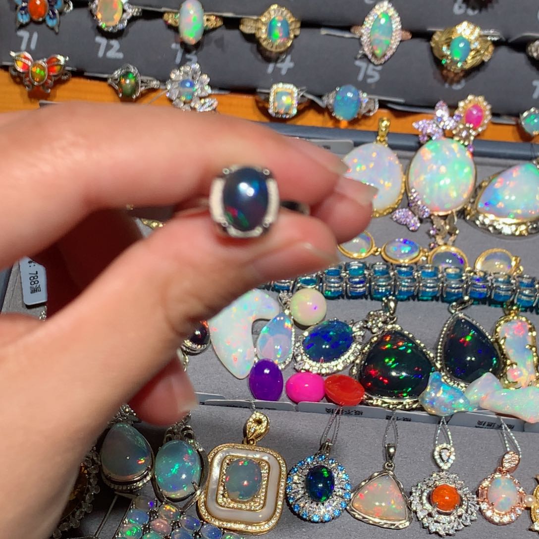 欧泊福利戒指银S925镶嵌