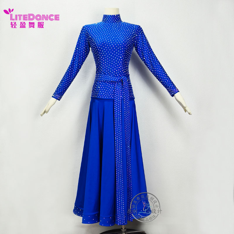 轻盈舞服 摩登舞蹈新款套装定制满钻气质高端国标舞交谊舞舒适