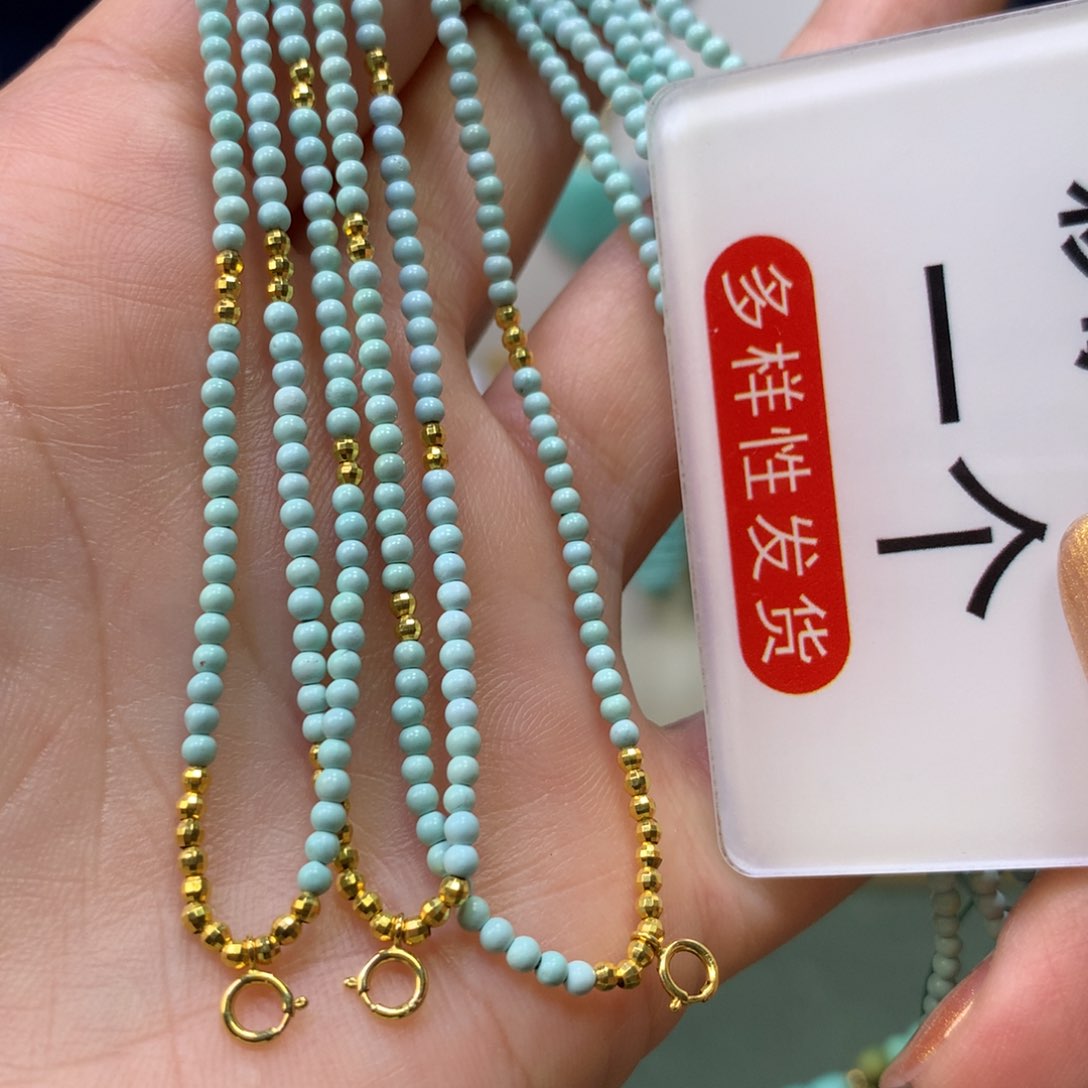 绿松石项链18K金镶嵌