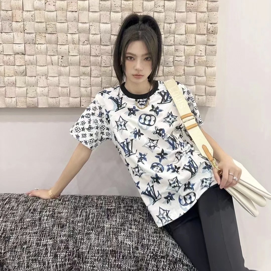 99新 LouisVuitton/路易威登 拼色满印圆领短袖 XS码 GM002758