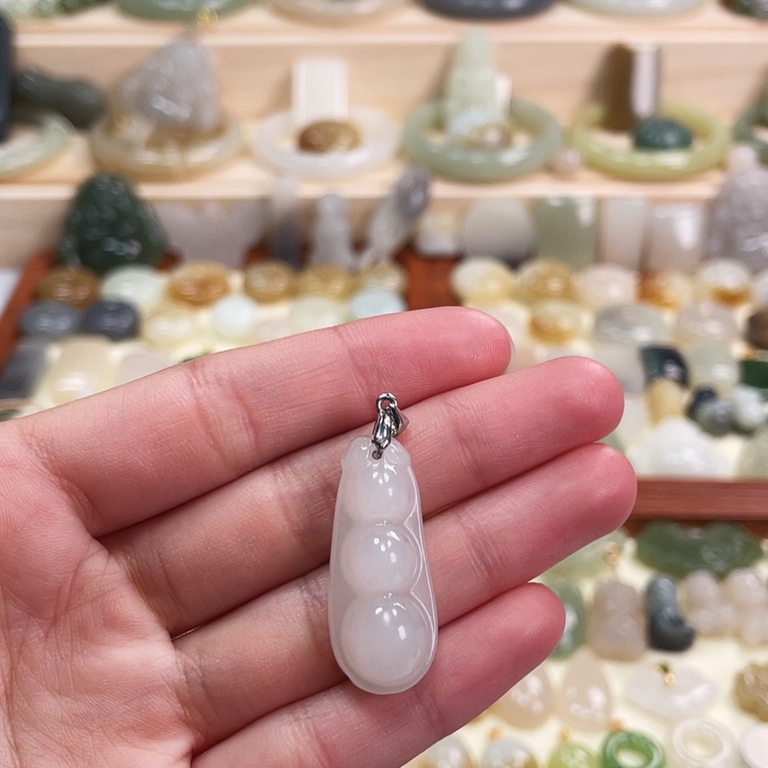 和田玉银S925镶嵌吊坠(不含链)