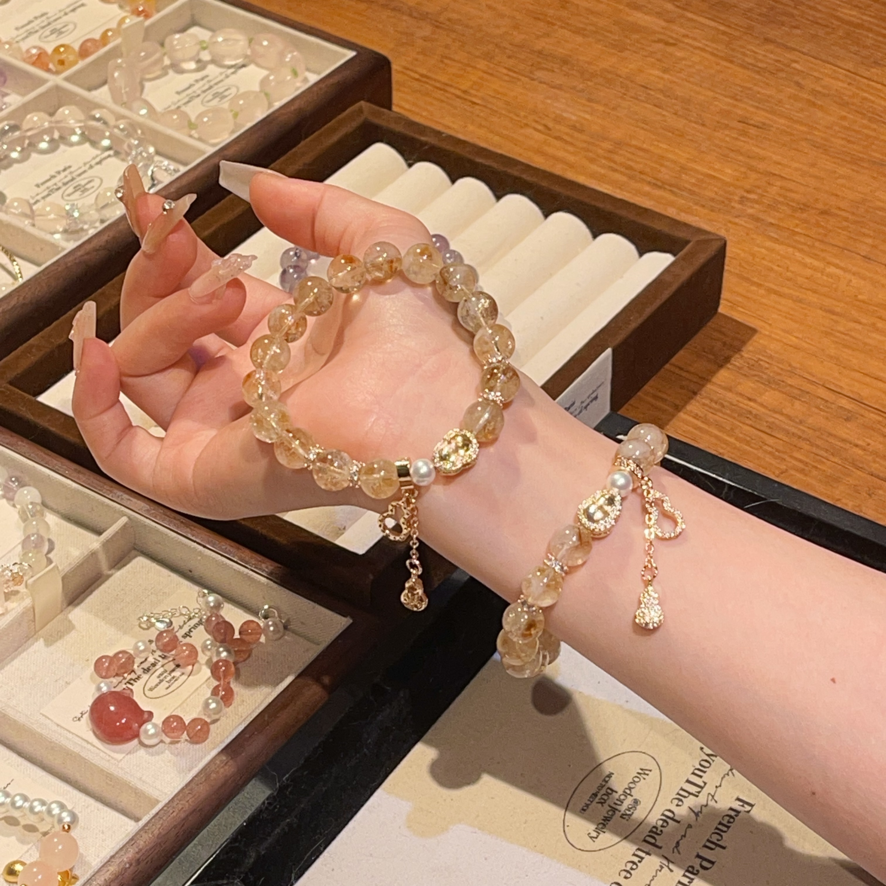 655· [金闪闪葫芦] ·黄水晶合金葫芦手串多样性发货