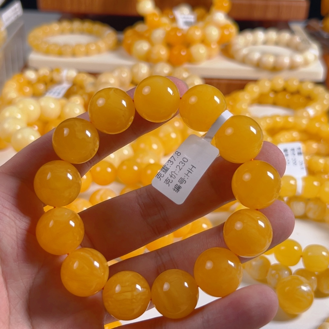 未镶嵌琥珀裸石焦皮料圆珠手串17mm HH