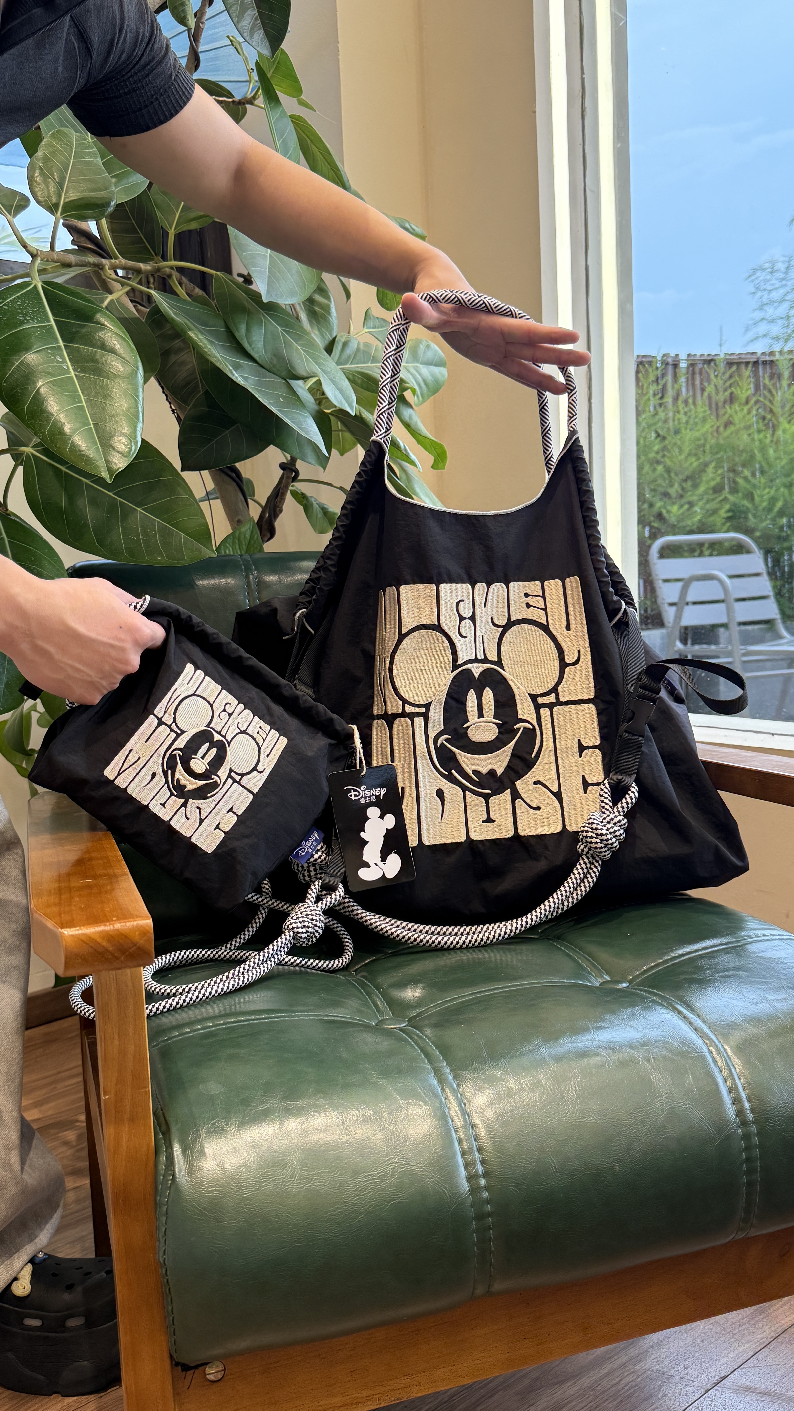 【4】托特包可调节斜挎包潮流刺绣拉链款黑色时尚