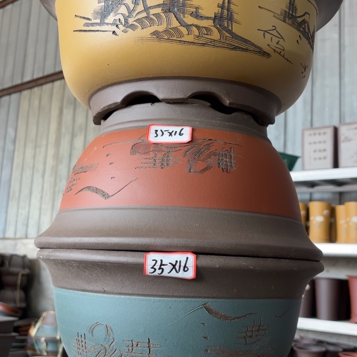 紫砂花盆100-3。               