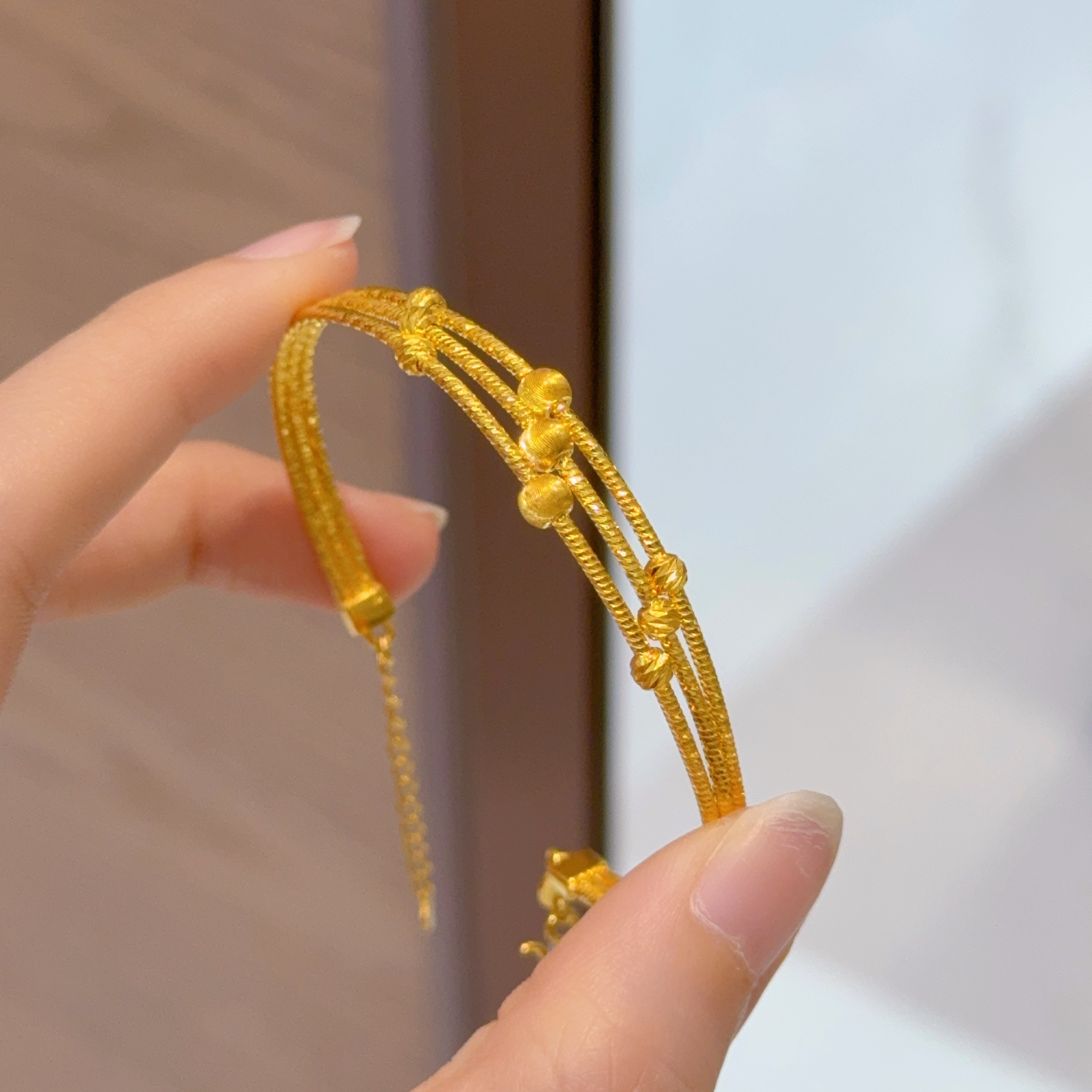 【诗诗精选】足金999 5G精品猫眼三圈手镯