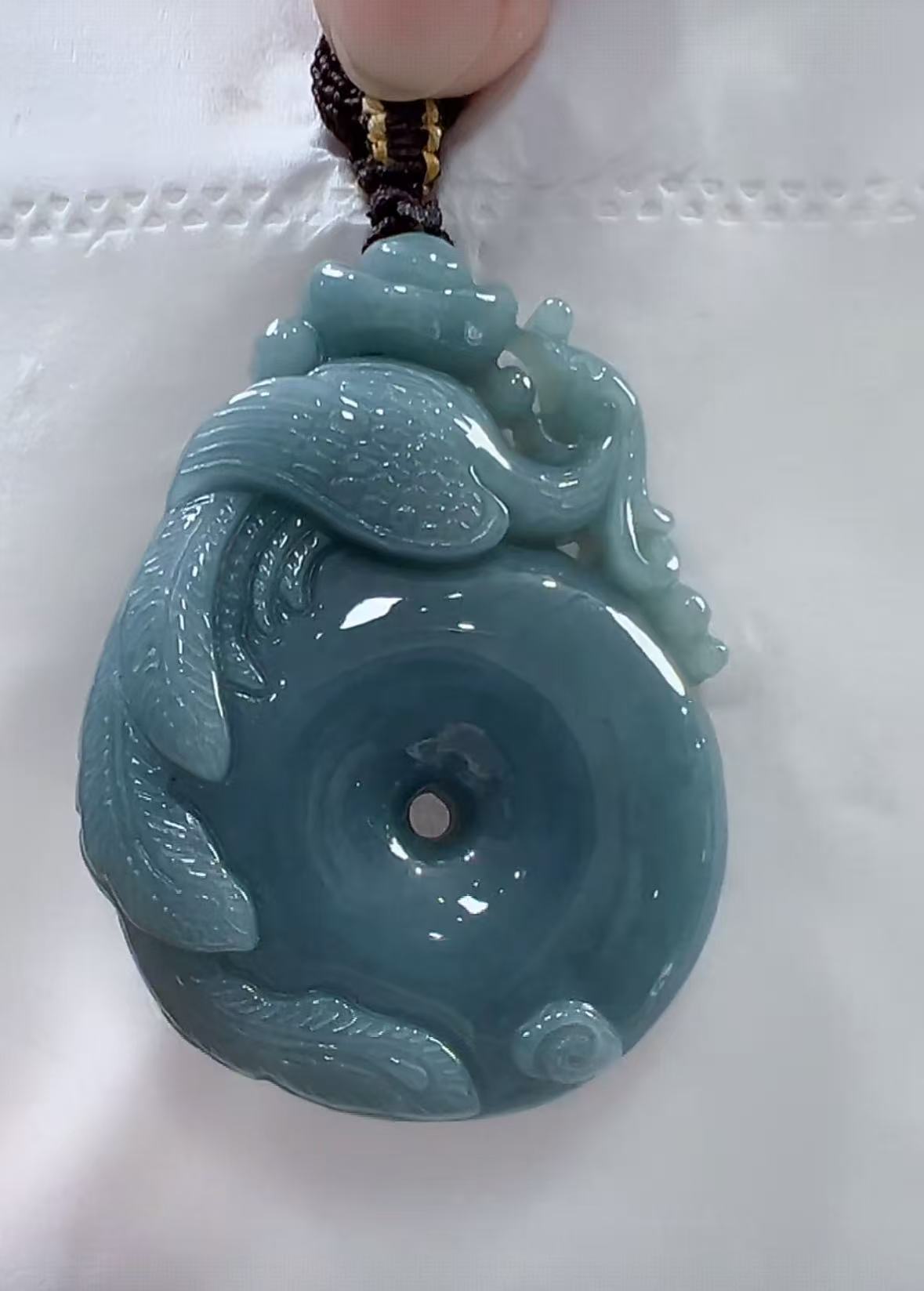 天然翡翠A货凤凰平安扣（多样性发货只发一个）宽33+高47+厚10送绳