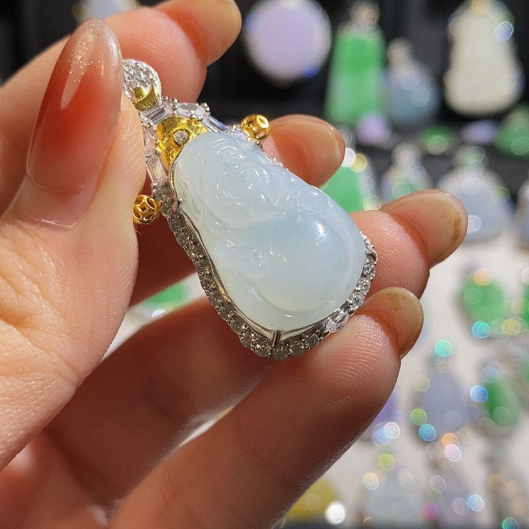 翡翠颈饰银S925镶嵌天然翡翠