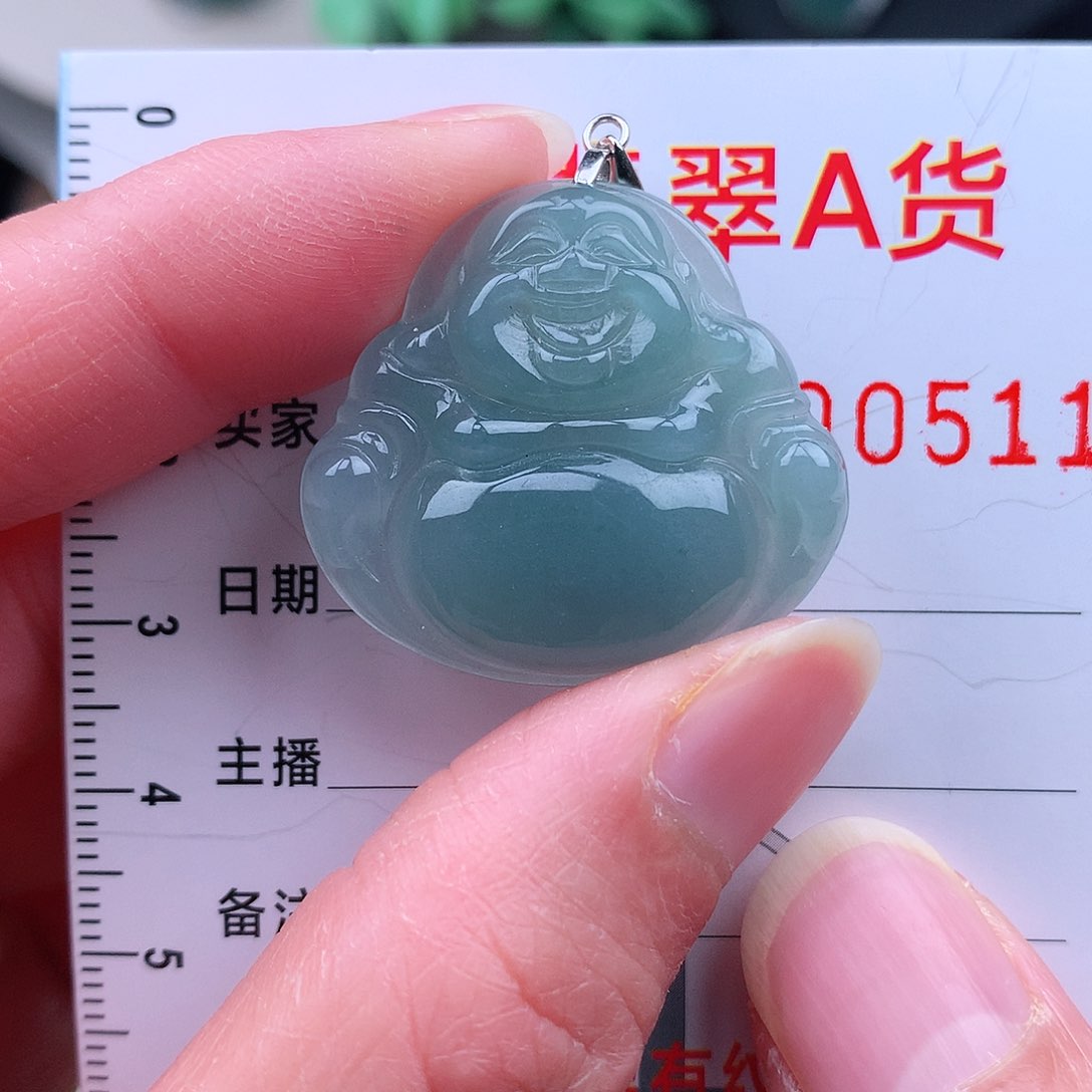 翡翠颈饰银S925镶嵌吊坠