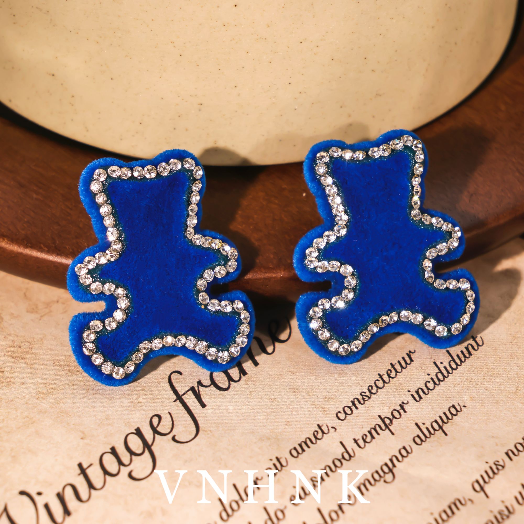 非金属合成锆石耳饰 美可儿   F484  蓝色时尚小众气质耳环