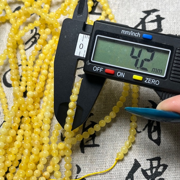 天然原矿蜜蜡4mm+百搭半成品素珠长链（长度400mm)