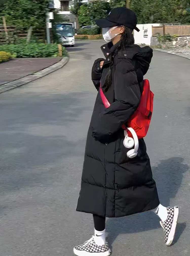 038冬季新款棉衣女长款韩版修身显瘦棉服男女过膝情侣外套加厚