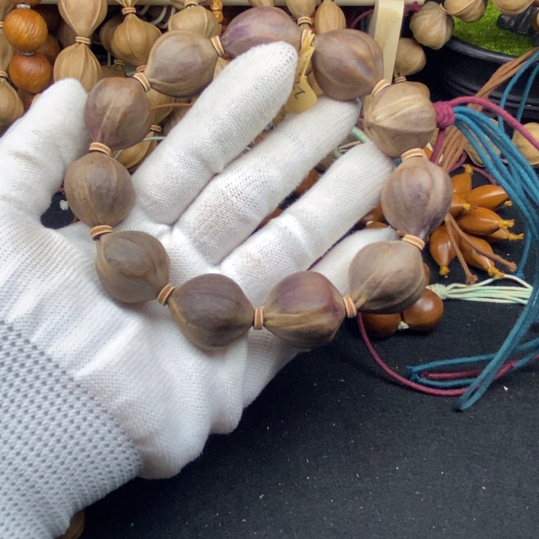 关***爷手串/手链橄榄核2224三花紫皮11颗