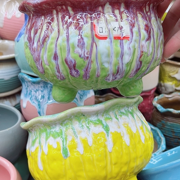 多肉绿植陶瓷花盆9.9包邮，有孔