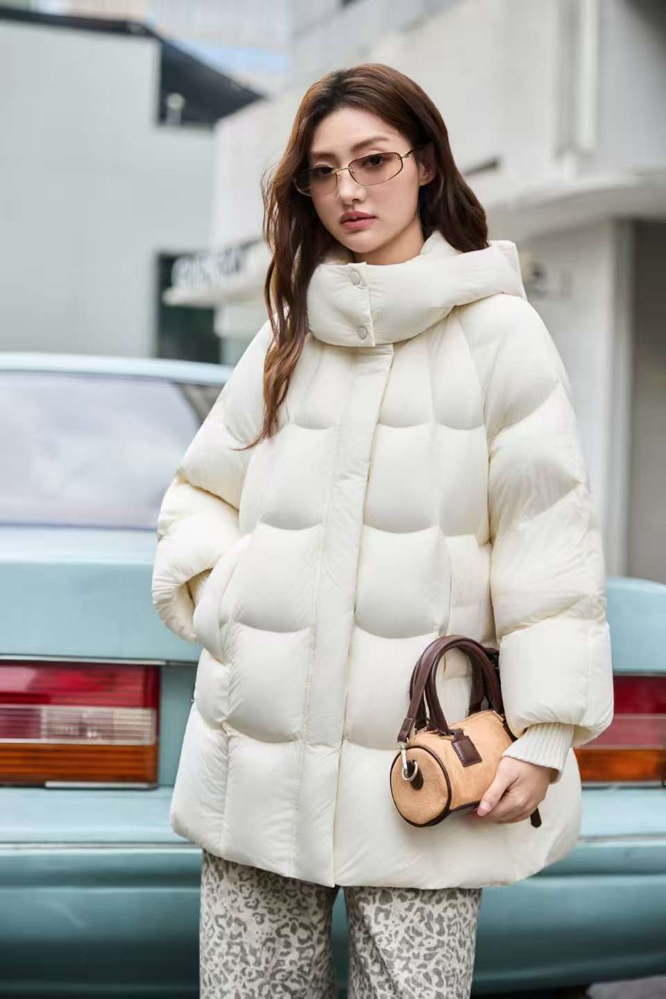 长白山95鹅绒服防水简约女款秋冬保暖中长款8825127羽绒服冬季