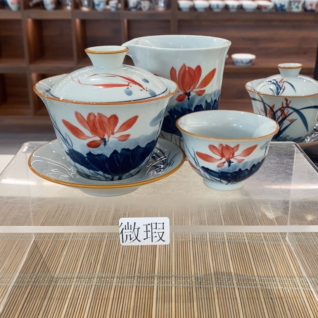 釉下彩老陶泥手工绘制