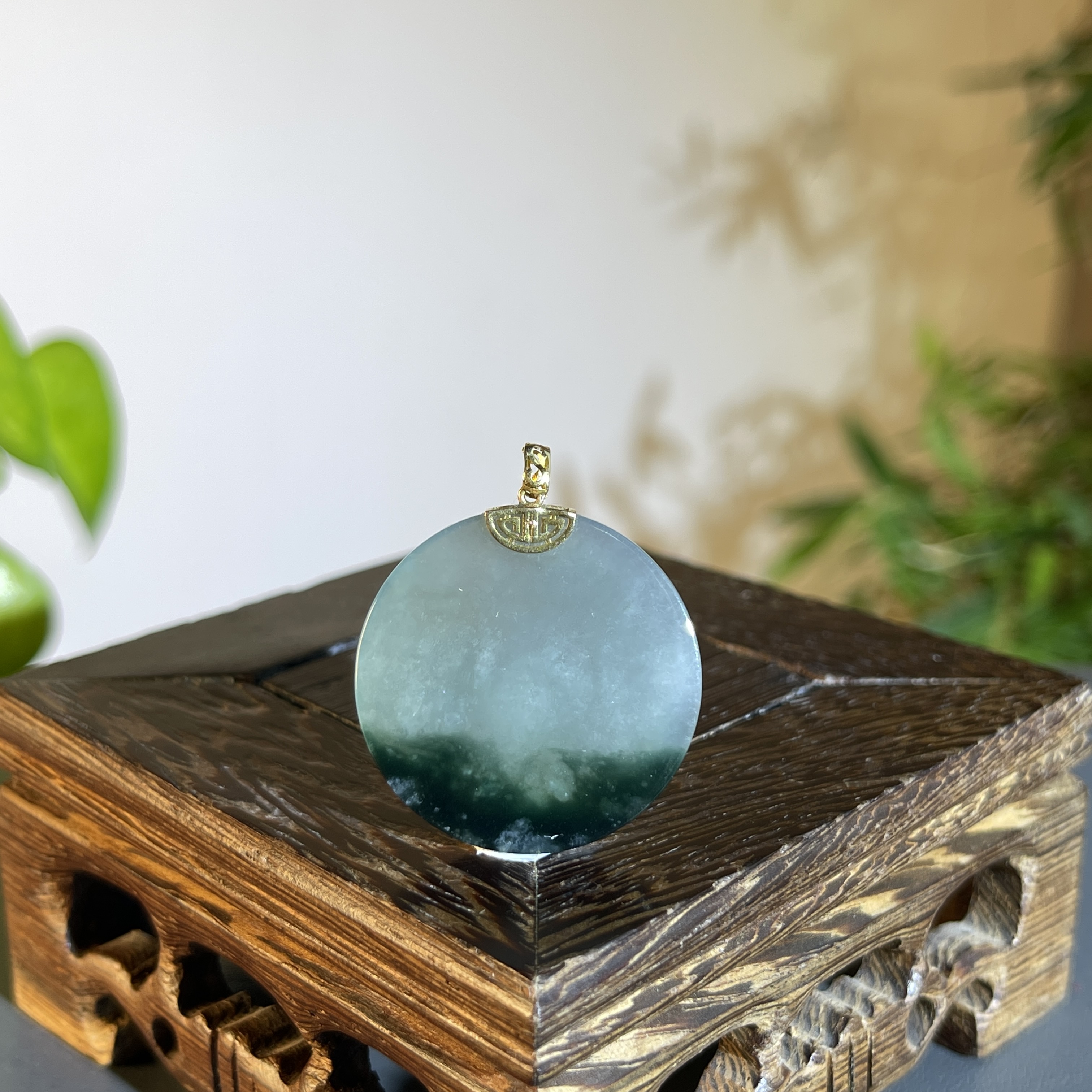 JTB25-59 天然缅甸翡翠A货 18K镶嵌无事牌