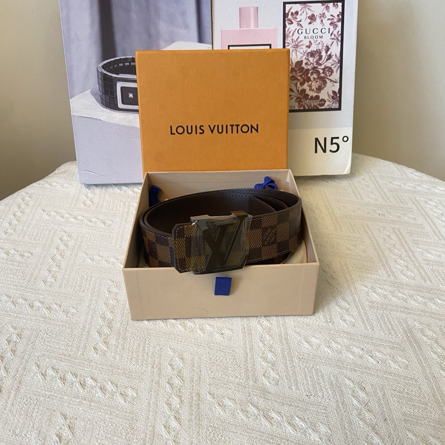 未使用 LouisVuitton/路易威登 老花棋盘格腰带皮带