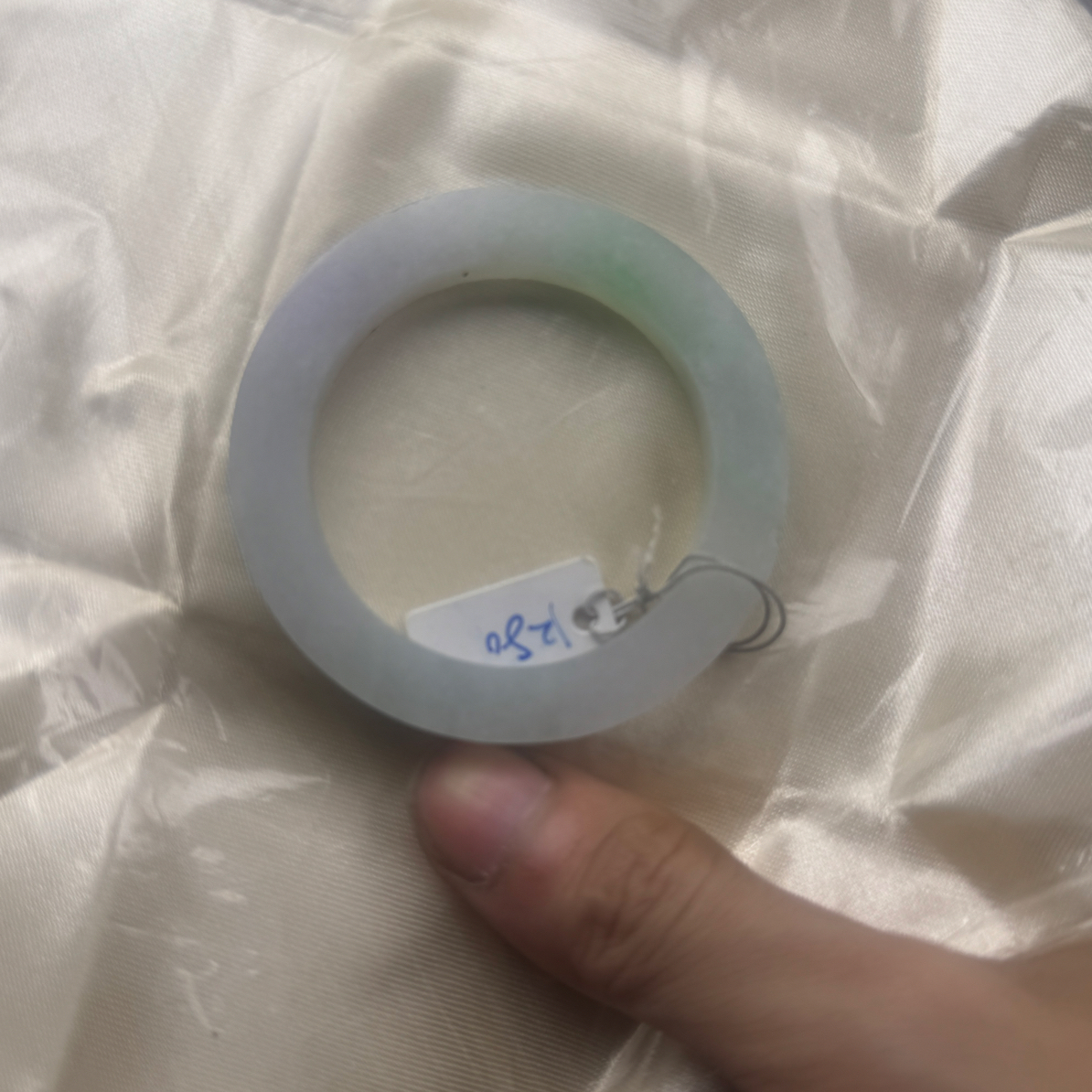 22号翡翠手镯A货48-54圈有纹裂糯冰