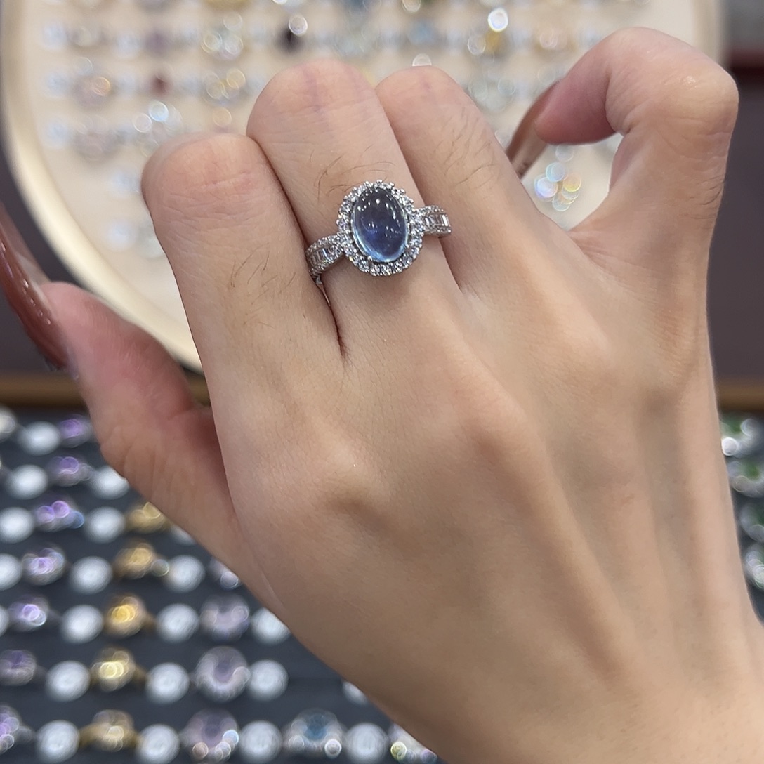 L***i银S925镶嵌蛇纹石玉戒指