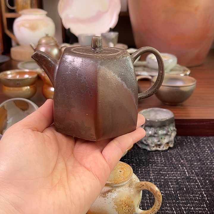柴烧六方茶壶精品