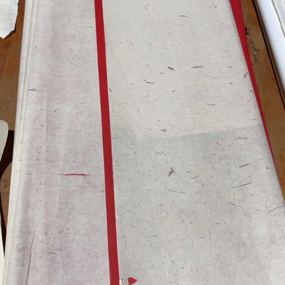 90年代大红色色宣手工撒金 四尺20张