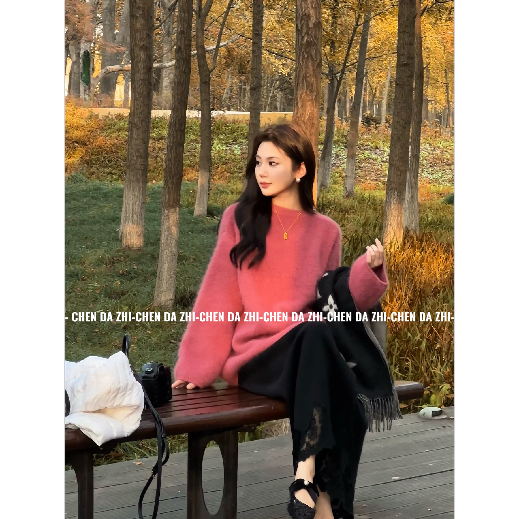 【大只定制】云朵慕斯 时尚冬季纯色女圆领厚款兔毛毛衣5DZDD10804