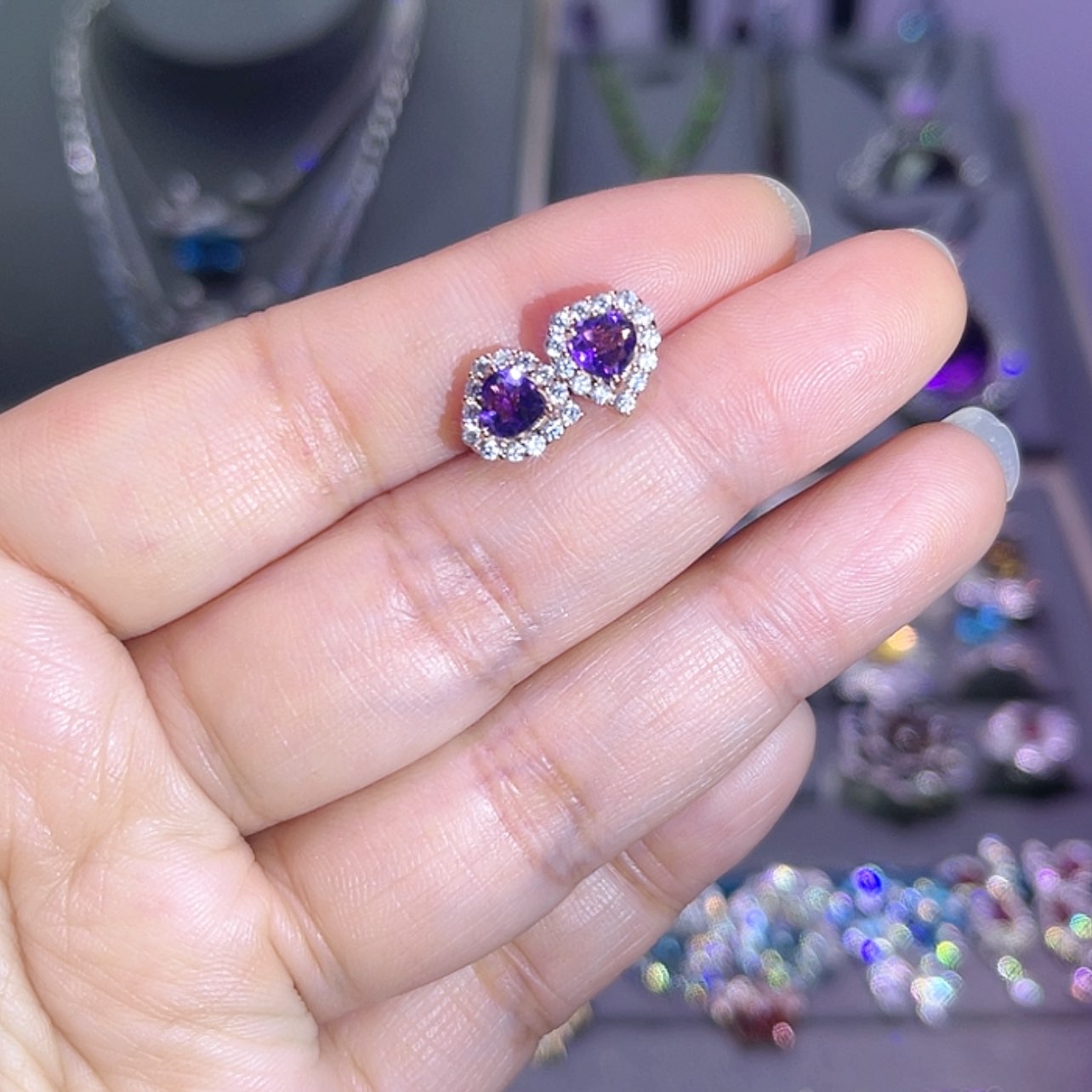 【闪购商品】紫晶耳饰银S925镶嵌耳饰