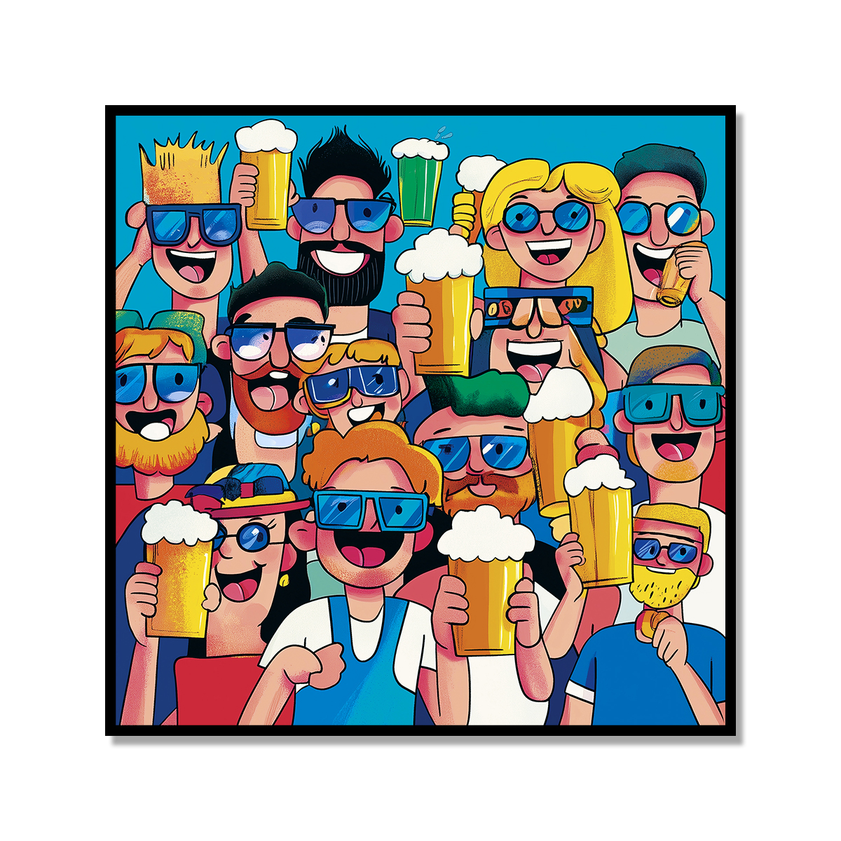 多巴胺狂欢卡通人物挂画背景墙装饰画