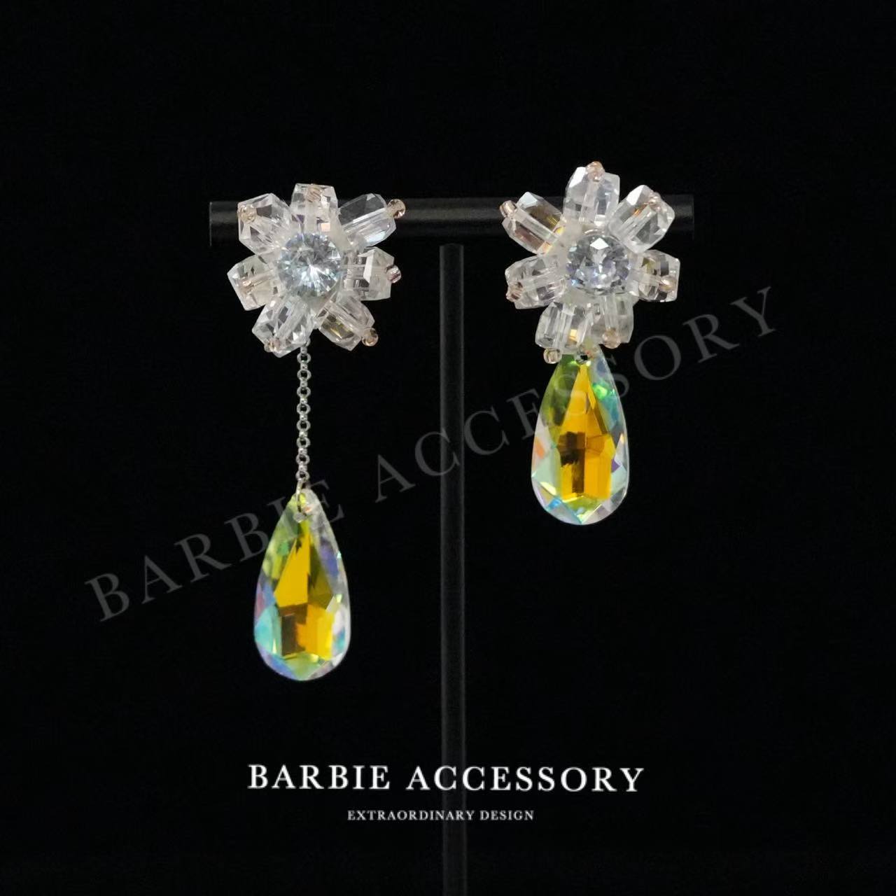 铜合金合成锆石耳饰 【星花弥天】时尚轻奢设计款高级绝美百搭耳环