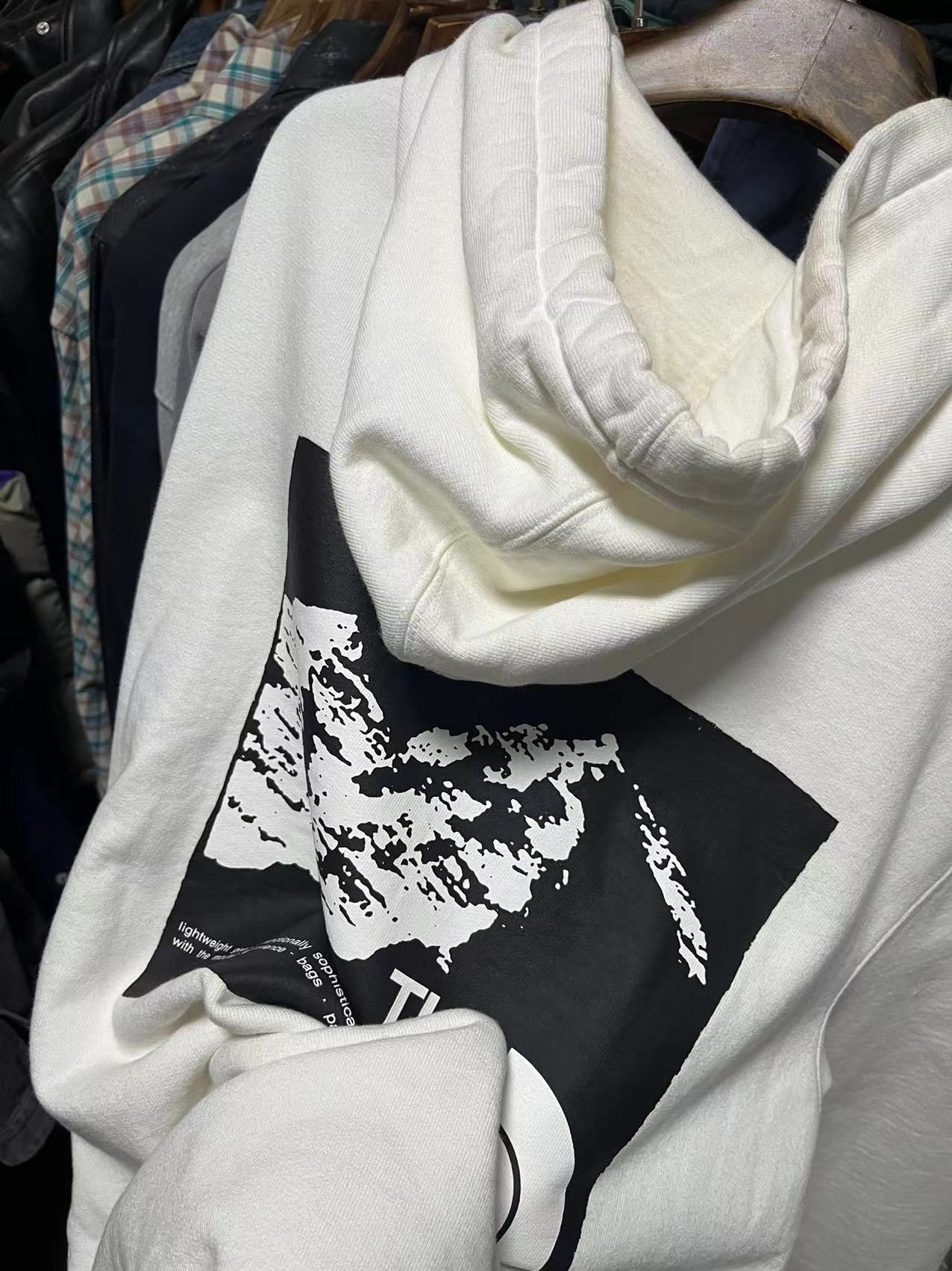 白色连帽卫衣 美版宽大版型 加绒 （T-N-F001）