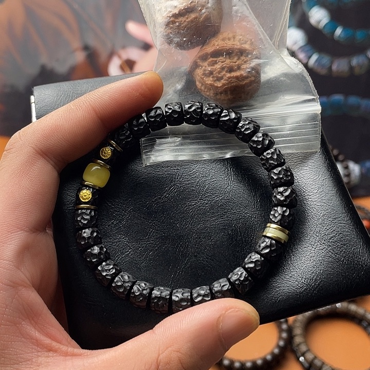 狼***牙手串椰蒂8黑金无相双腊，核桃