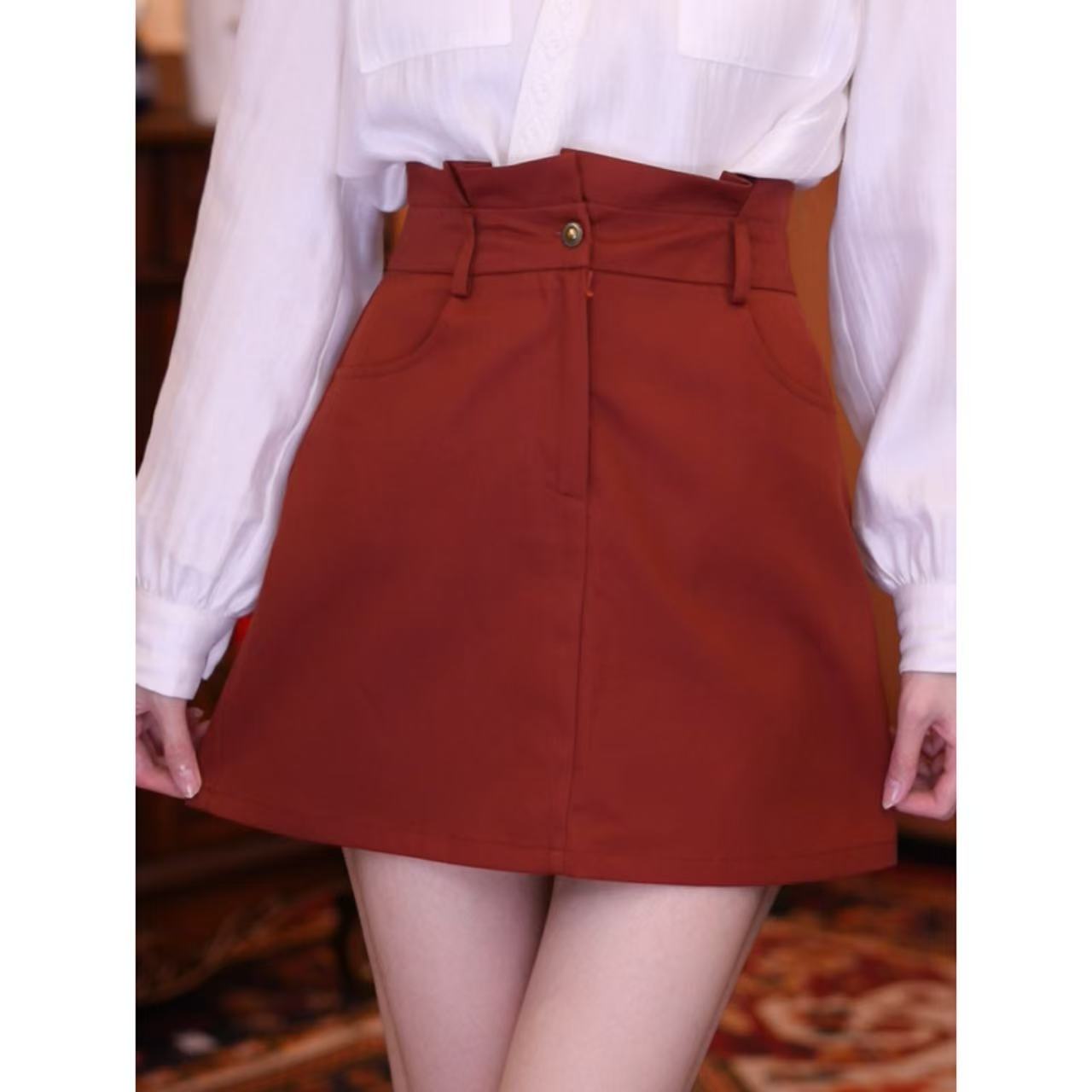 西西【葡萄蜜酒】复古百搭显瘦高腰女装短裙01650