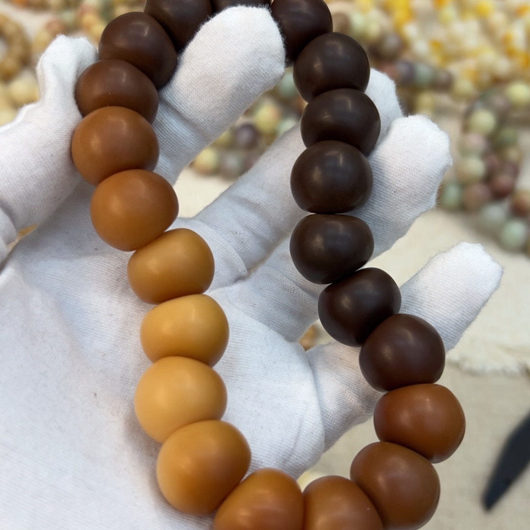 吊坠菩提根/象牙果18微瑕落地果干磨渐变糖油胖墩肠➕麂皮袋子