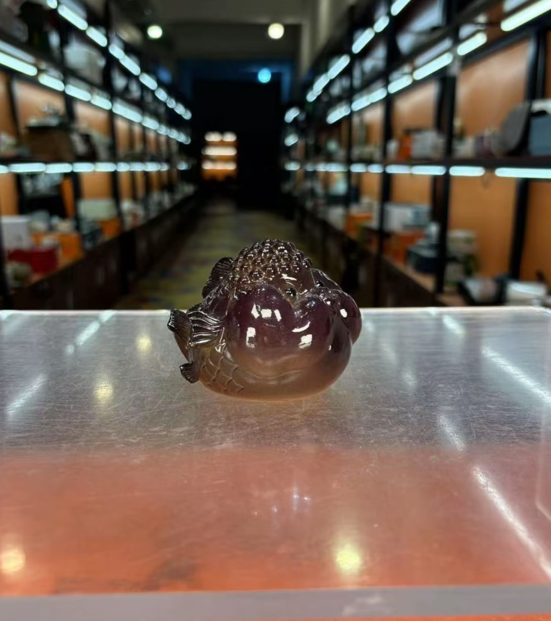 茗香瓷器 变色泡泡鱼茶宠（大号-绿）-5989