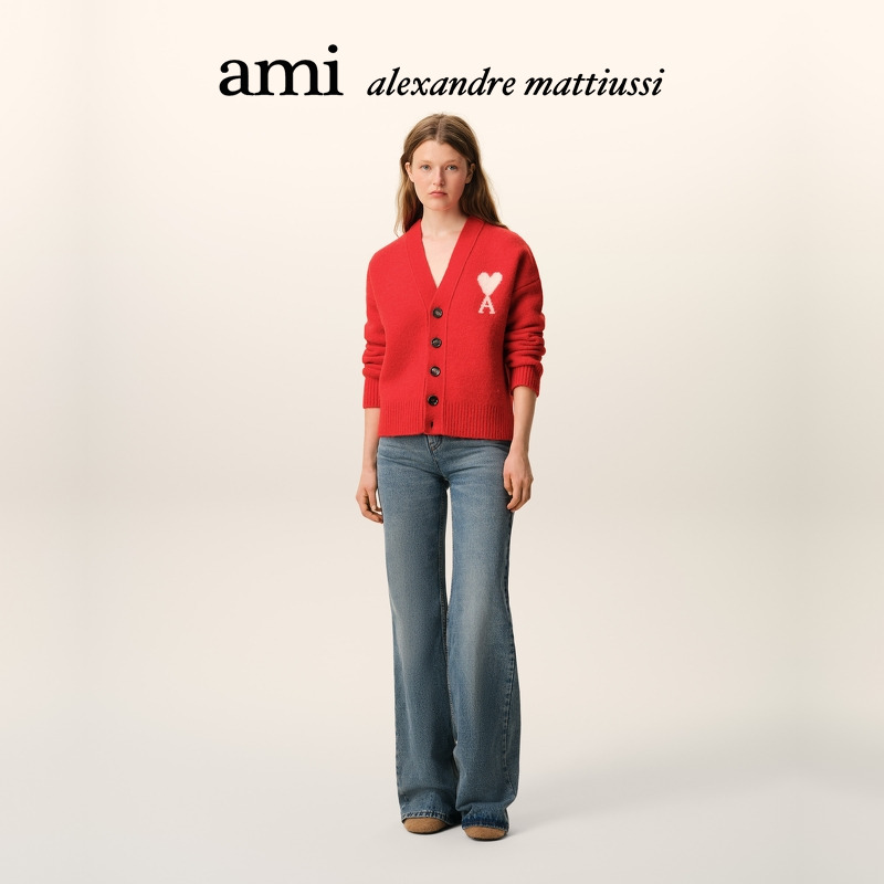 【节日限定】Ami Paris白色ADC云朵开衫针织毛衣