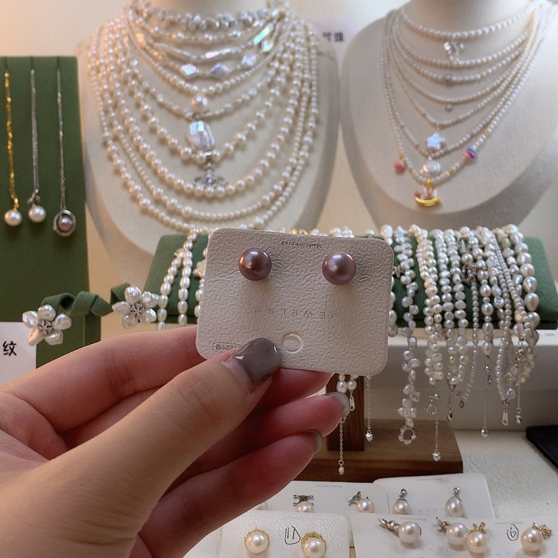 淡水珍珠耳饰银S925镶嵌