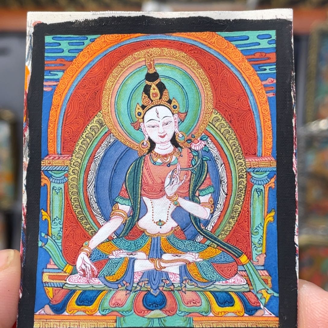 吊坠白度母西藏唐卡卡心