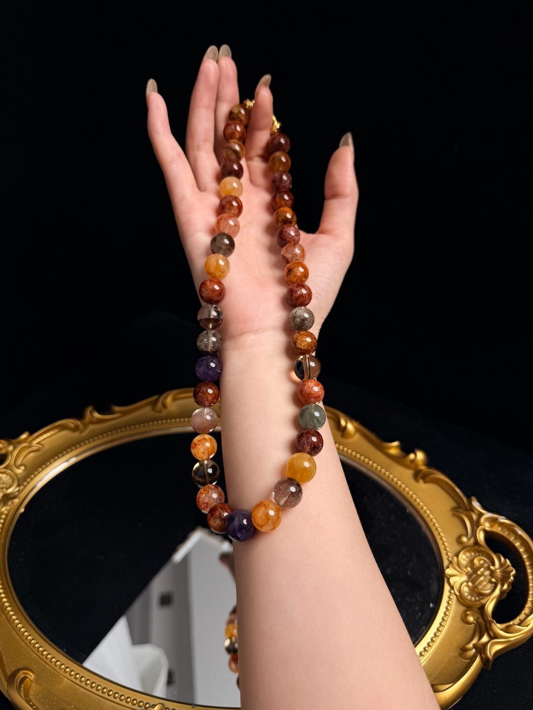 铜合金项链 韦雪同款兔毛胶花多宝项链