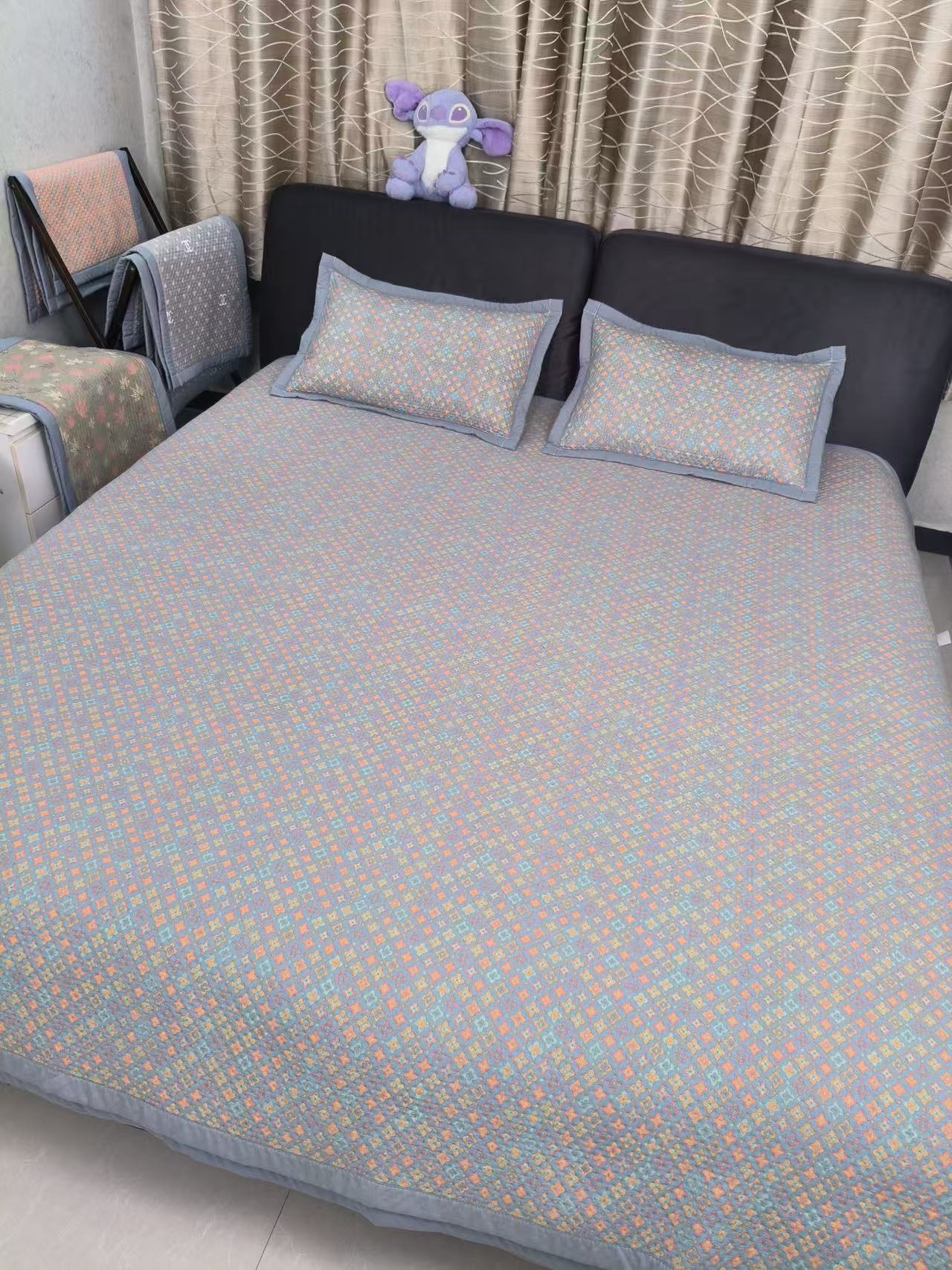 单人四叶草蓝床盖1.5×2.2米