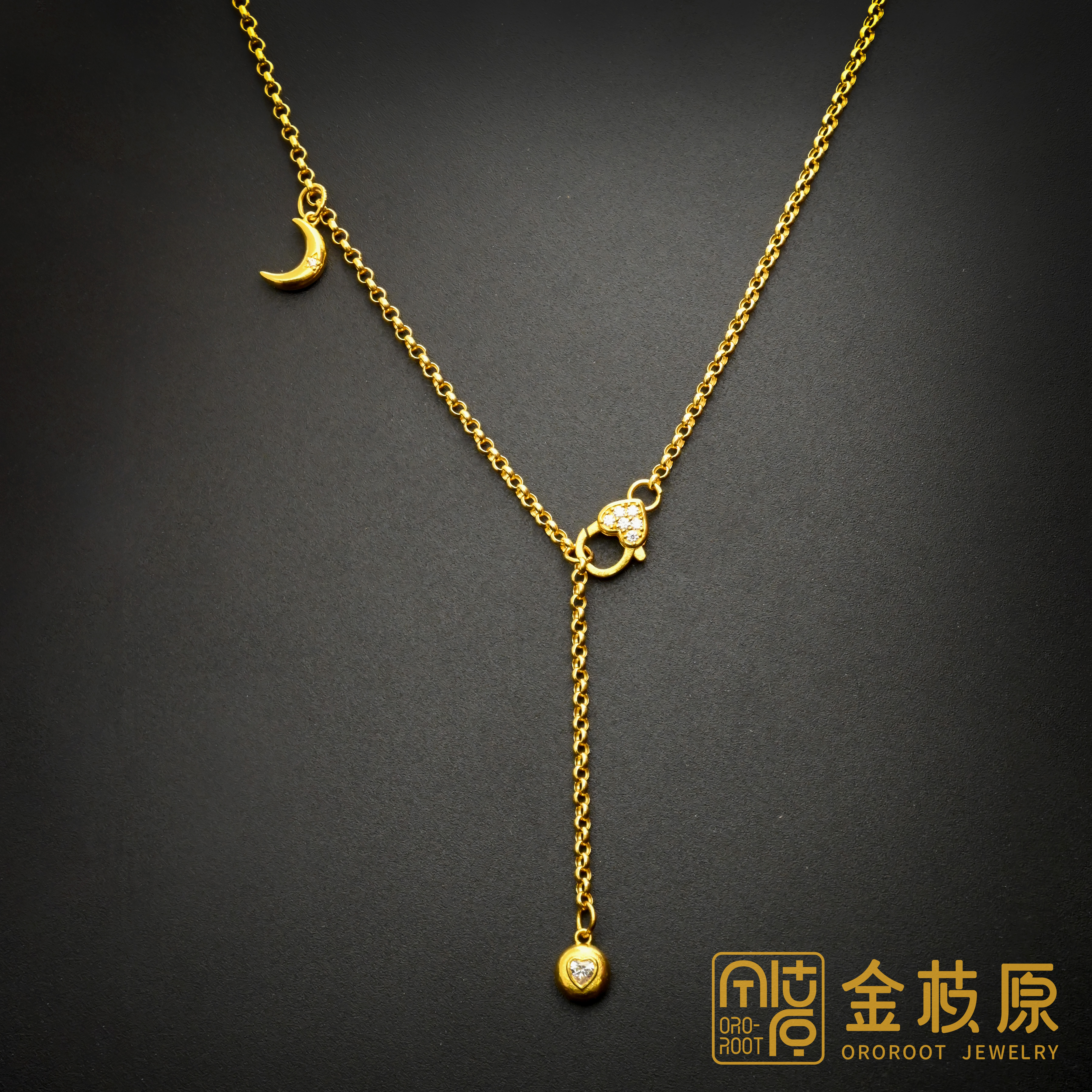 【金枝原】足金999 莫桑爱心泡泡万能链 45+5cm（总重）