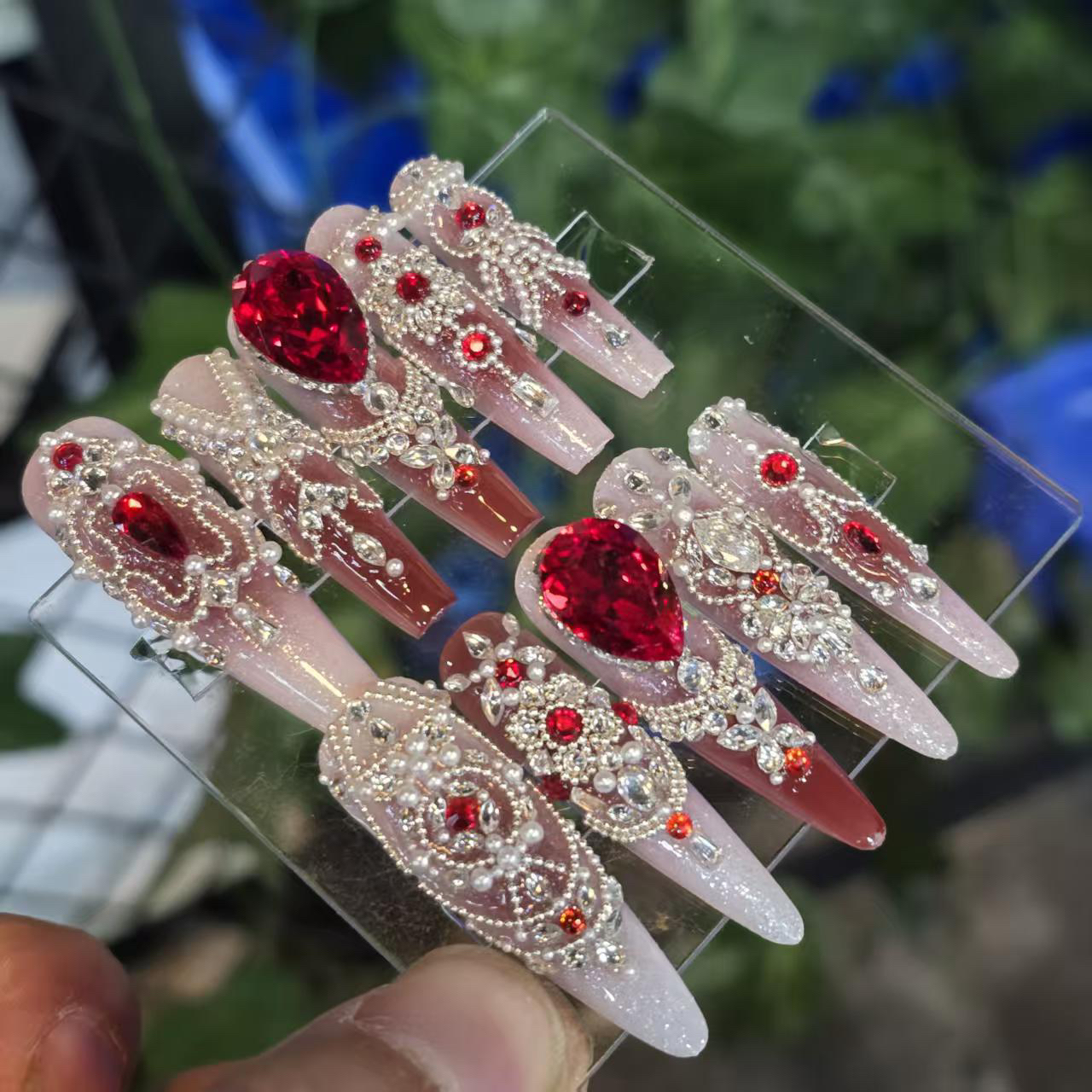 三更烛丶(奥杰+小钢珠+无缝隙)珠宝级丶手工穿戴甲默认微瑕